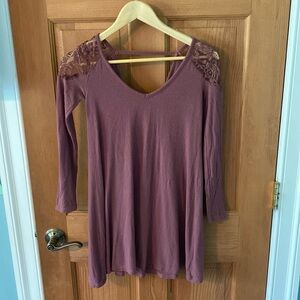 American Eagle XXS Women's Teen Girl Mauve Lacey Shoulder Dress